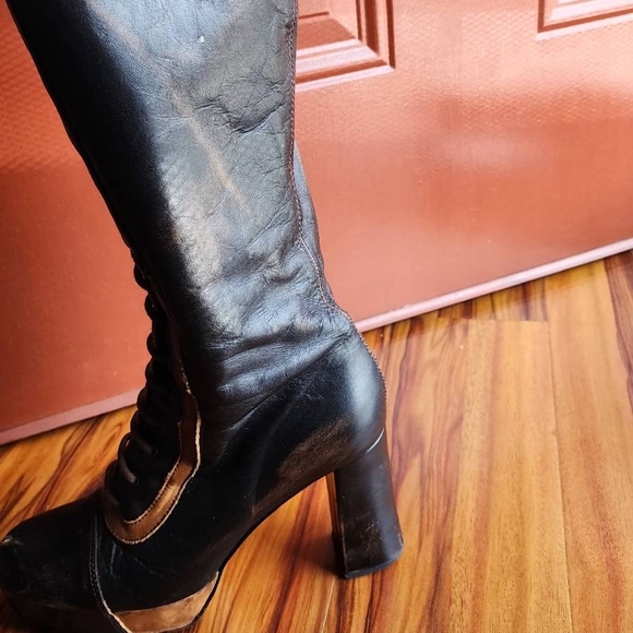 Jeffrey Campbell Black and Brown Lace Up Boots - Picture 4 of 8